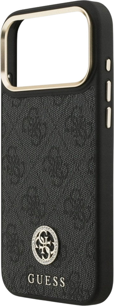 Панель Guess 4G Strass Logo & Big Strap Metal Buttons MagSafe для iPhone 17 Pro Max Black (3666339550837) - зображення 6