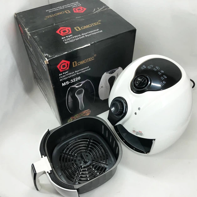 Мультипечь Аэрогриль Domotec MS-3220 1300W 4,5 л Безмасляная с Таймером. Цвет: белый - Фото 10 Мультипечь Аэрогриль Domotec MS-3220 1300W 4,5 л Безмасляная с Таймером. Цвет: белый - изображение 10