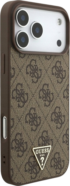 Etui plecki Guess 4G Strap Triangle Logo MagSafe do iPhone 17 Pro Max Brown (3666339526535) - obraz 3
