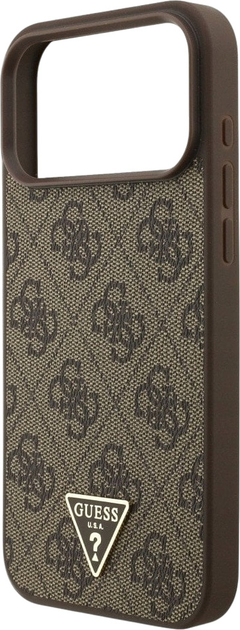 Etui plecki Guess 4G Strap Triangle Logo MagSafe do iPhone 17 Pro Max Brown (3666339526535) - obraz 5