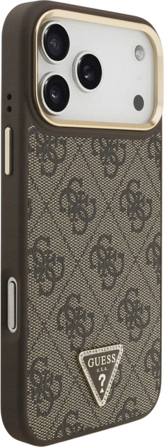 Etui plecki Guess 4G Triangle Logo MagSafe do iPhone 17 Pro Max Brown/Gold (3666339521141) - obraz 4