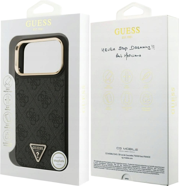 Панель Guess 4G Triangle Logo MagSafe для iPhone 17 Pro Max Black/Gold (3666339520984) - зображення 8