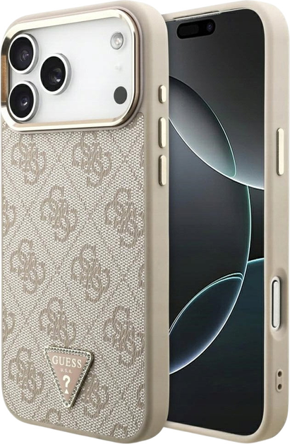 Etui plecki Guess 4G Triangle Logo MagSafe do iPhone 17 Pro Max Pink/Gold (3666339521462) - obraz 1