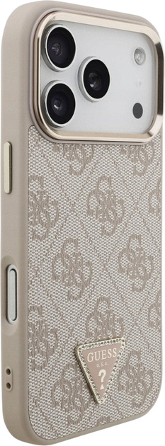 Панель Guess 4G Triangle Logo MagSafe для iPhone 17 Pro Pink/Gold (3666339521455) - зображення 4