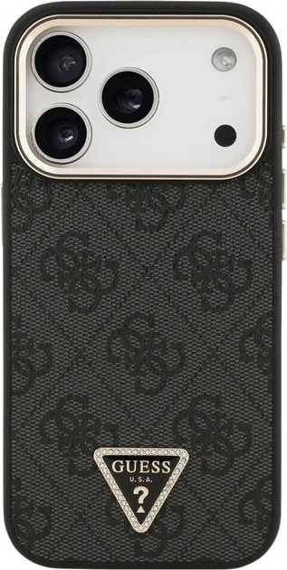 Etui plecki Guess 4G Triangle Logo MagSafe do iPhone 17 Pro Black/Gold (3666339520977) - obraz 3