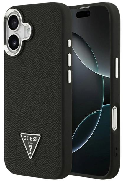 Панель Guess Grained Triangle Logo MagSafe для iPhone 17 Black - зображення 1