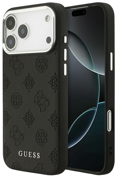 Панель Guess Peony Hot Stamp ScriptMagSafe для iPhone 17 Pro Max Black - зображення 1