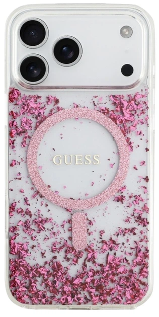 Etui Guess Resin Bottom Glitter MagSafe do iPhone 17 Pro Różowy - obraz 2
