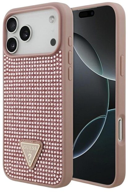Панель Guess Rhinestone Triangle Logo для iPhone 17 Pro Max Pink - зображення 1