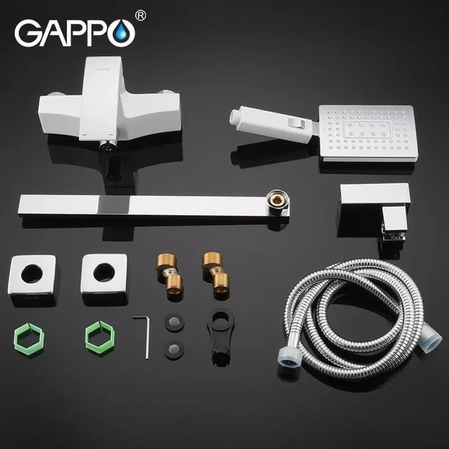 Змішувач для ванни GAPPO G2207-7, білий/хром - Фото 6 Змішувач для ванни GAPPO G2207-7, білий/хром - зображення 6