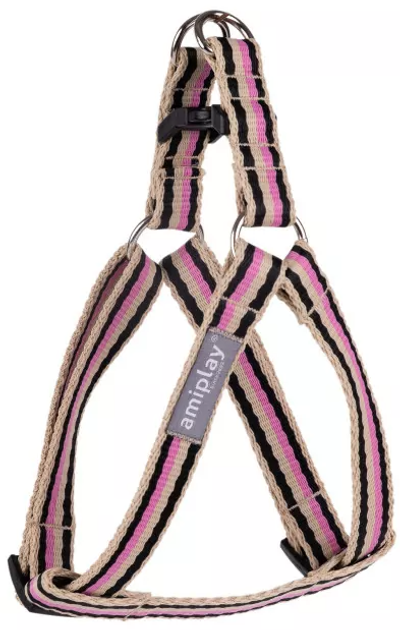 Шлея регульована для собак Amiplay Popular L 40-75 см Чорно-рожева (5907563315112) - зображення 1