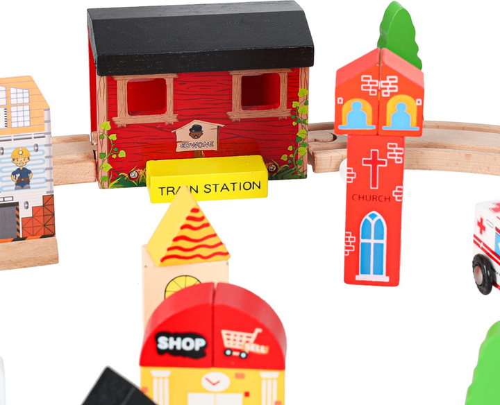 Kolejka drewniana - tor samochodowy KIK 70 elementów KX6488 (5903039705944) - obraz 6