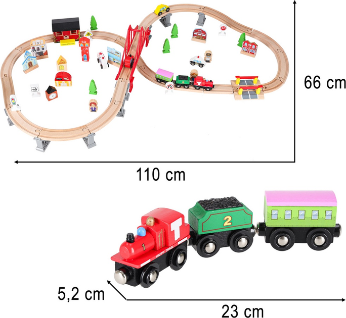 Kolejka drewniana - tor samochodowy KIK 70 elementów KX6488 (5903039705944) - obraz 15