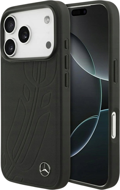 Панель Mercedes Leather Large Laurel Leaves MagSafe Case для iPhone 17 Pro Black (3666339507459) - зображення 1