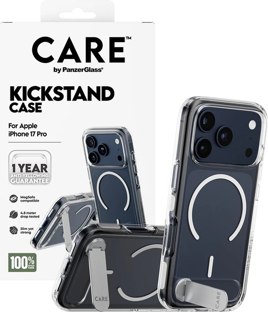 Etui CARE by PanzerGlass Feature w. Kickstand & MagSafe do Apple iPhone 17 Pro Transparent (CR77825) - obraz 4