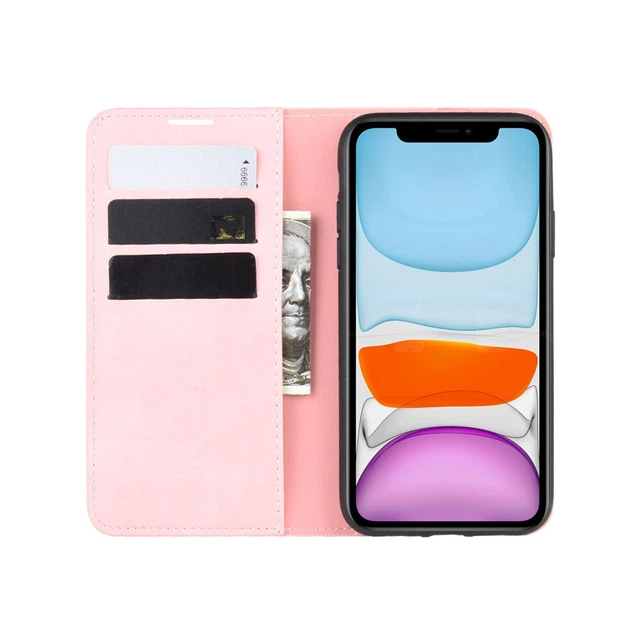 Чехол Taba Retro-Skin для Iphone 11 книжка с визитницей кожа PU розовый - изображение 5