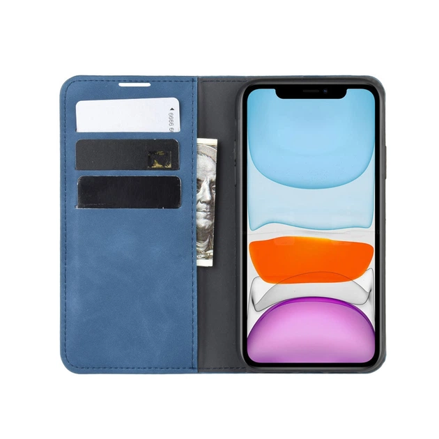 Чехол Taba Retro-Skin для Iphone 11 книжка с визитницей кожа PU синий - изображение 5