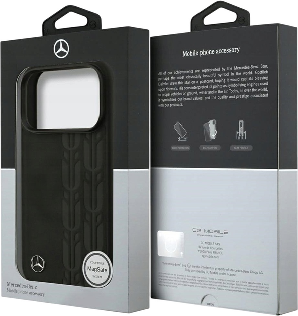 Панель Mercedes Leather Laurel Leaves MagSafe для iPhone 17 Pro Black (3666339507015) - зображення 8