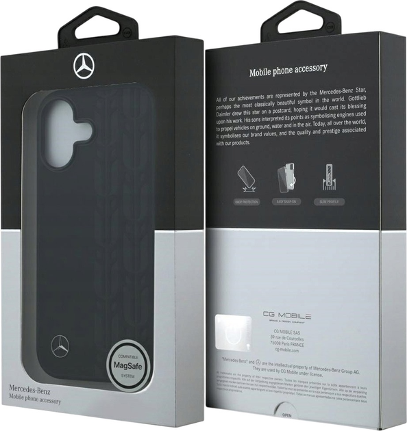 Панель Mercedes Leather Laurel Leaves MagSafe для iPhone 17 Black (3666339506995) - зображення 8