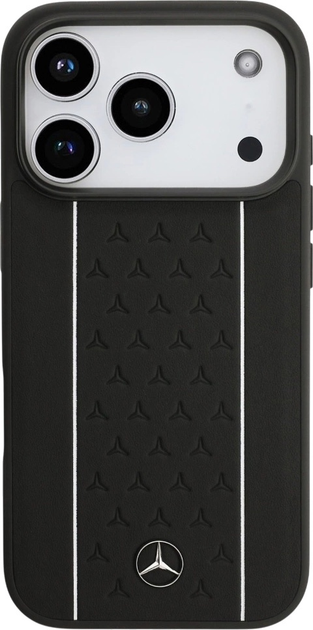 Панель Mercedes Leather Star Pattern Stripes MagSafe для iPhone 17 Pro Black (3666339508333) - зображення 3