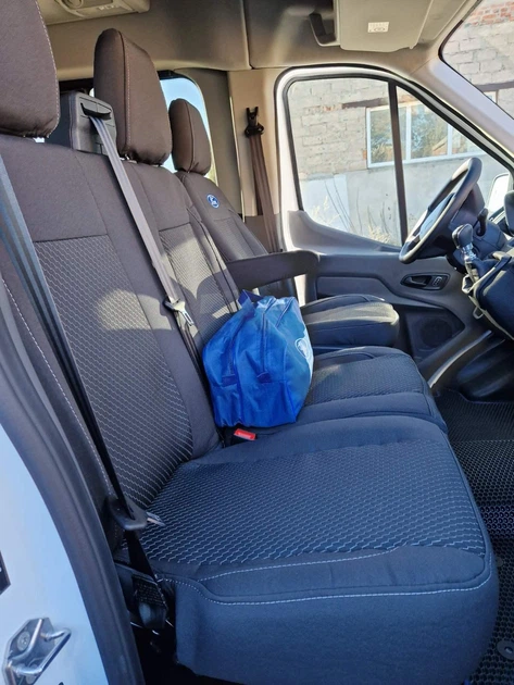Чехлы на передние сиденья Favot FORD Transit 2+1 (2014-2025) модельные черно-серый - изображение 2