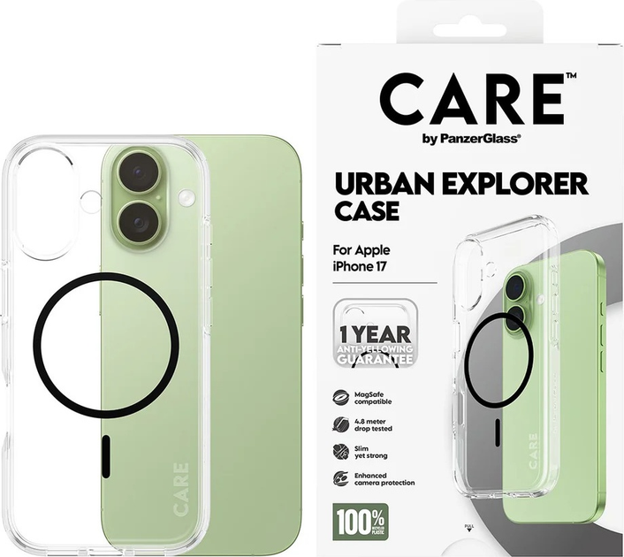 Etui CARE by PanzerGlass Flagship Urban Explorer w. Black MagSafe do Apple iPhone 17 Transparent (CR85101) - obraz 3