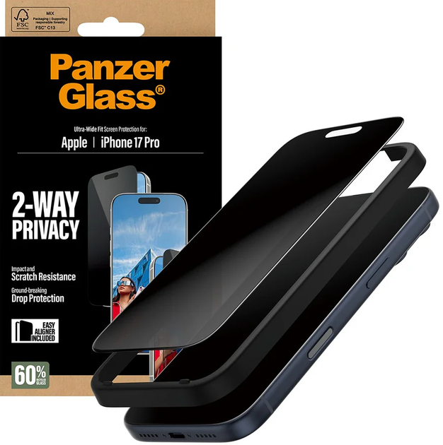 Szkło hartowane Panzer Glass Privacy Screen Protector Ultra-Wide Fit do Apple iPhone 17 Pro (PG25586) - obraz 4