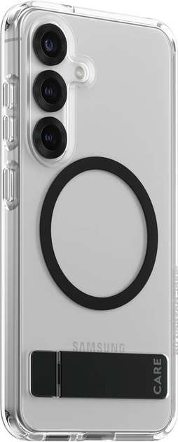 Etui plecki CARE by PanzerGlass Case Transparent w. Black Kickstand & Qi Compatible do Samsung Galaxy S25 (CRRFBKQG38388) - obraz 1