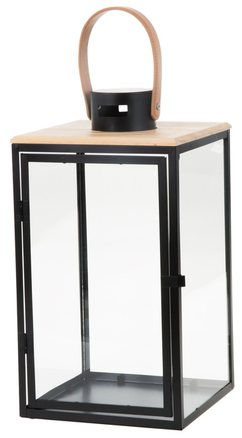 Ліхтар My Home Dark Leather Чорний 21 x 21 x 40 см (5907078435718) - зображення 1