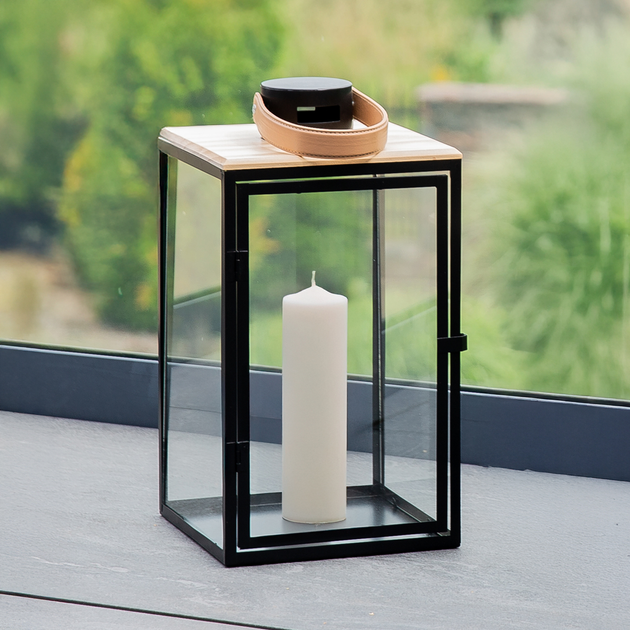 Ліхтар My Home Dark Leather Чорний 21 x 21 x 40 см (5907078435718) - зображення 3