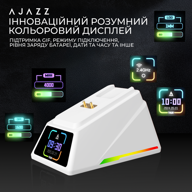 Мышь Ajazz AJ179 APEX Wireless/Bluetooth/USB White Charging Dock (AJM179-A-W) - Фото 18 Мышь Ajazz AJ179 APEX Wireless/Bluetooth/USB White Charging Dock (AJM179-A-W) - изображение 18