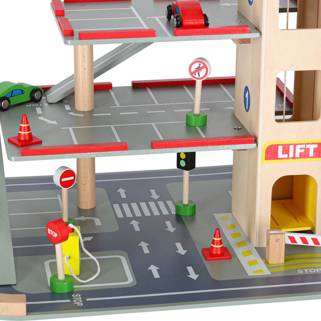 Паркінг гараж KIK LULILO BENINO багаторівневий дерев'яний, з ліфтом і машинками KX5853 (6971608447631) - зображення 6