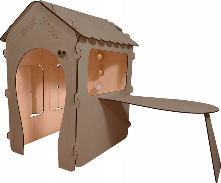 Садовий будиночок Ikonka дерев'яний столик, крейдяна дошка, 86 x 137 x 105 см (5905325439151) - зображення 4