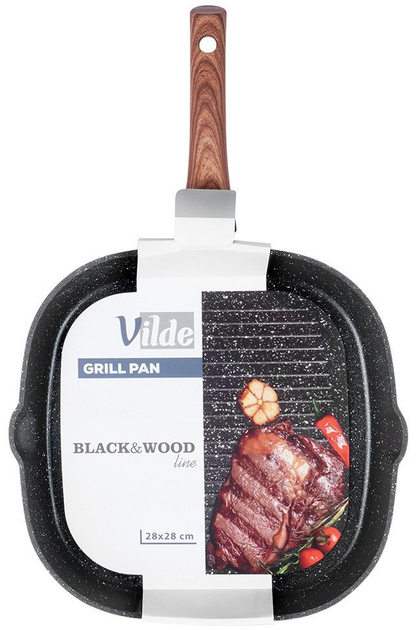 Сковорода-гриль Vilde Black & Wood гранітова 28x28 см (5904316475345) - зображення 1