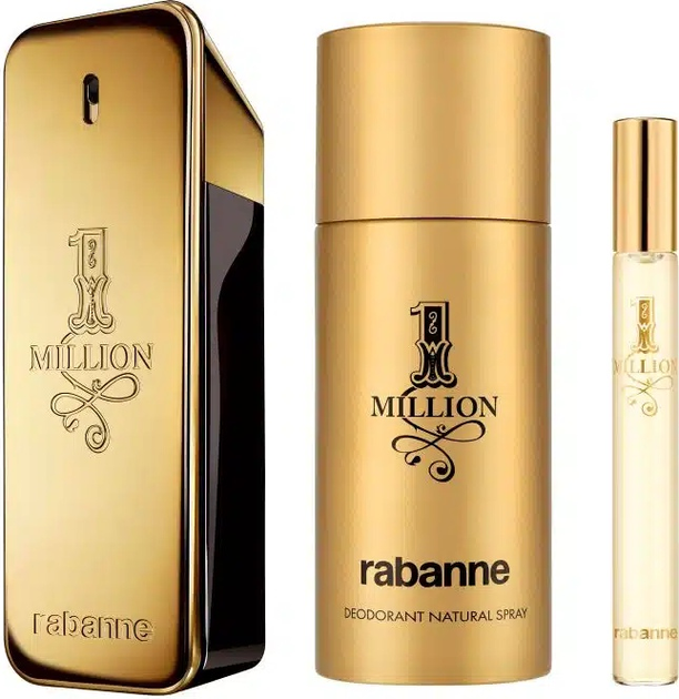 Zestaw męski Paco Rabanne 1 Million Woda toaletowa 100 ml + Dezodorant 150 ml + Miniaturka Woda toaletowa 10 ml (3349668656066) - obraz 2