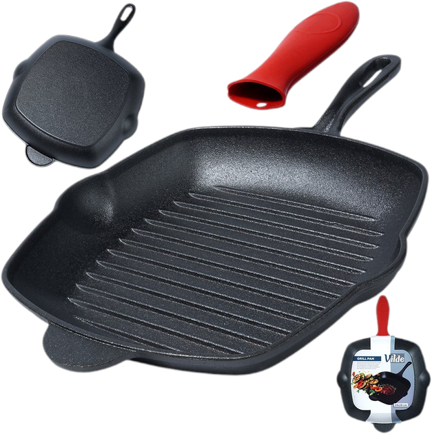Patelnia do grillowania VildeCast Line żeliwna z silikonową nakładką 28x28 cm (5904316471835) - obraz 11