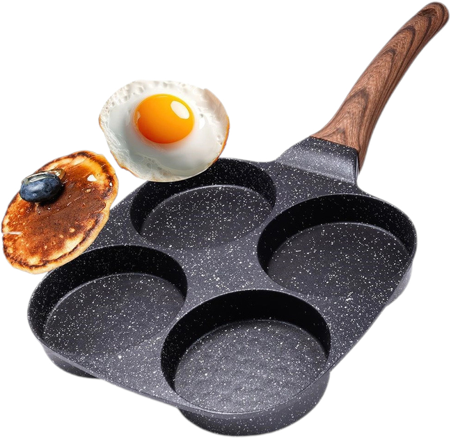 Сковорода для яєць Vilde Black & Wood гранітова на 4 відділи 19 см (5904316465117) - зображення 7