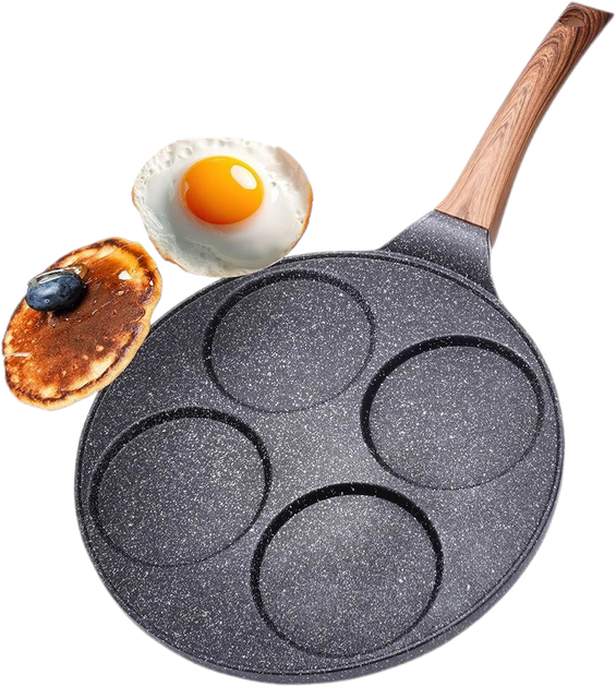 Сковорода для яєць Vilde Black & Wood гранітова на 4 відділи 26 см (5904316465087) - зображення 8