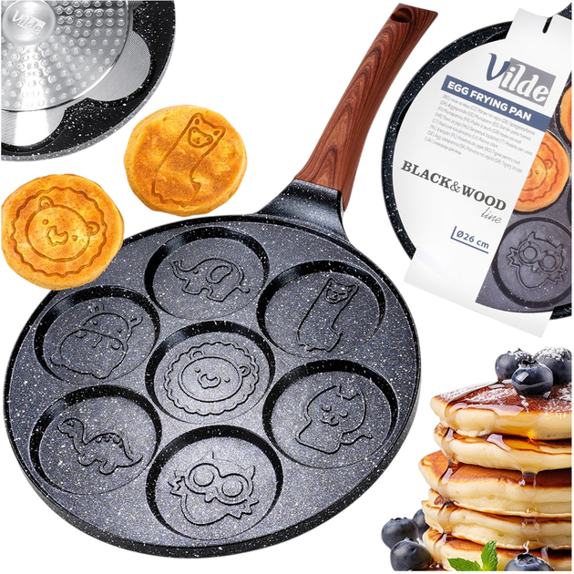 Сковорода для яєць Vilde Black & Wood гранітова на 7 відділів 26 см (5904316492601) - зображення 8