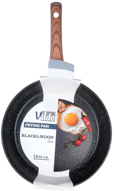 Patelnia Vilde Black & Wood granitowa 28 cm (5904316475406) - obraz 1