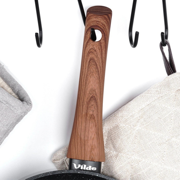 Patelnia Vilde Black & Wood granitowa 28 cm (5904316475406) - obraz 5
