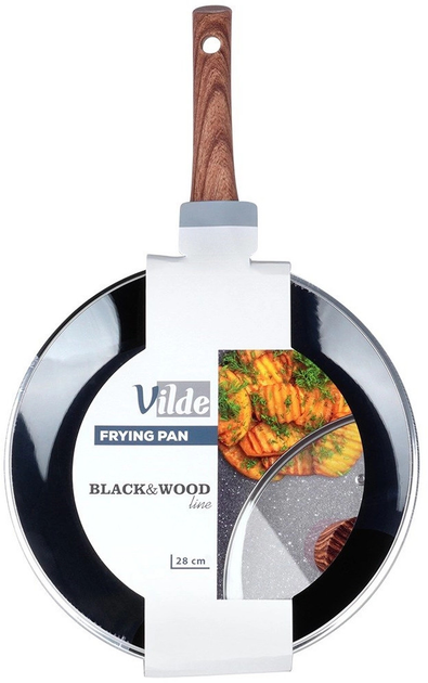 Patelnia Vilde Black & Wood granitowa z pokrywką 28 cm (5904316475437) - obraz 1