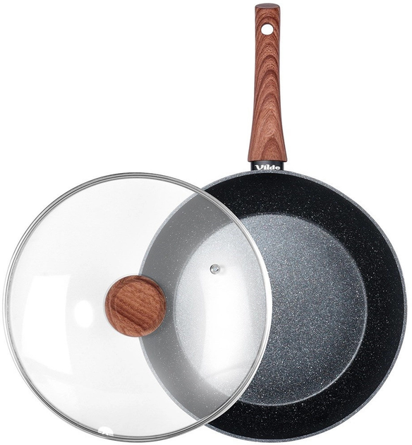 Patelnia Vilde Black & Wood granitowa z pokrywką 28 cm (5904316475437) - obraz 2