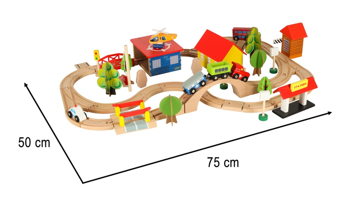 Kolejka drewniana Ikonka pociąg lokomotywa miasto 69 elementów KX3495 (5903039754195) - obraz 9