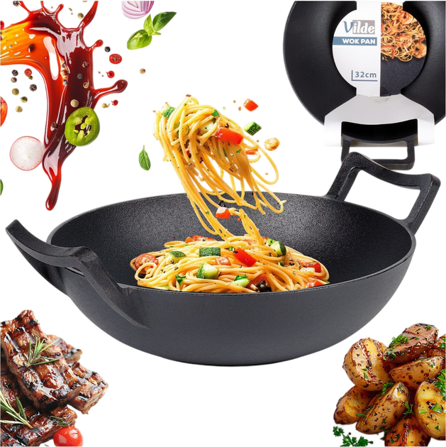 Patelnia wok Vilde Cast Line żeliwna 32 cm (5900670102323) - obraz 4