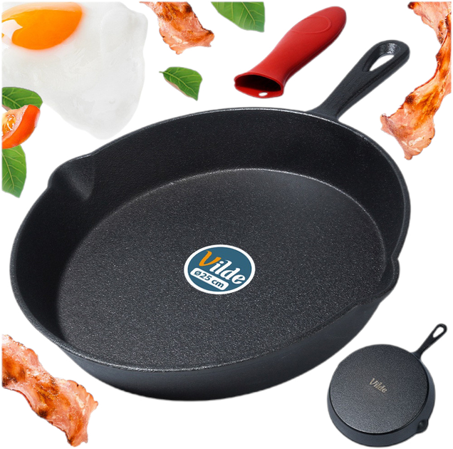 Patelnia Vilde Cast Line żeliwna z nakładką na uchwyt 25 cm (5904316471736) - obraz 8