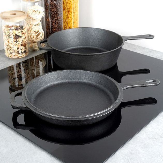 Zestaw patelni żeliwnych Vilde Cast Line Patelnia 42x27x3,5 cm + Głęboka patelnia 42x26,5x8 cm (5904316471705) - obraz 4