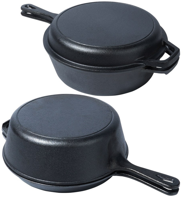 Zestaw patelni żeliwnych Vilde Cast Line Patelnia 42x27x3,5 cm + Głęboka patelnia 42x26,5x8 cm (5904316471705) - obraz 10