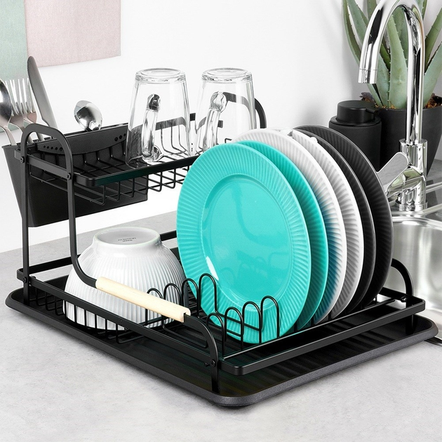 Suszarka do naczyń Vilde Czarna 48.5 x 32 x 23.5 cm (5904316481896) - obraz 3
