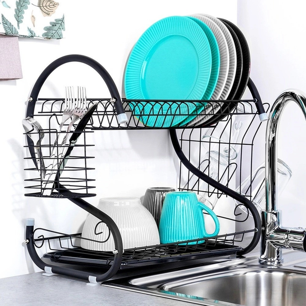 Suszarka do naczyń Vilde Czarna 52 x 24.5 x 38 cm (5904316472429) - obraz 4